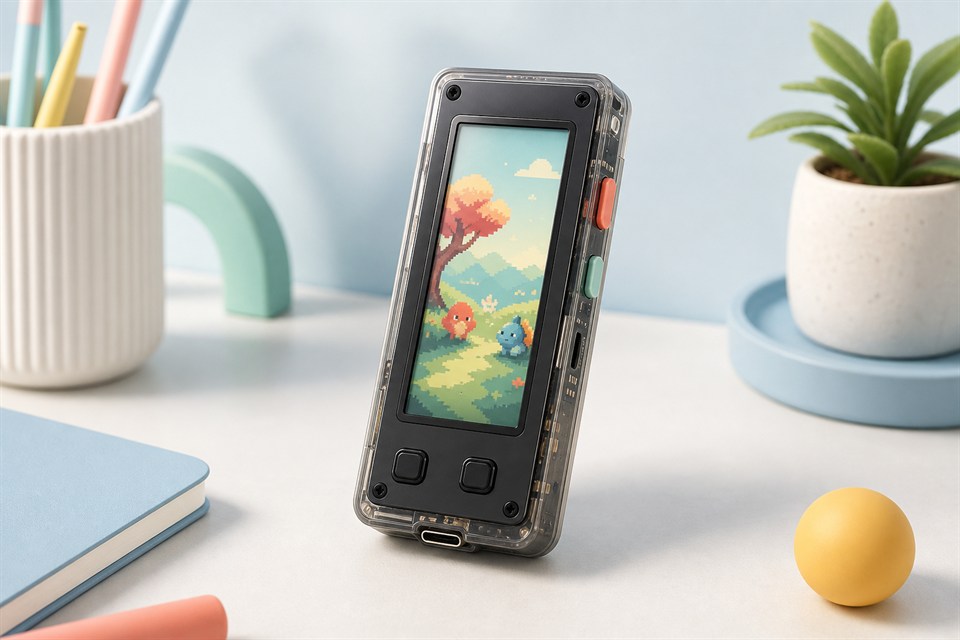 Rendu 3D d'un petit compagnon éducatif Pixool de poche
